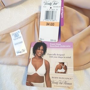 Vanity Fair 34DD Racerback Front Close Underwire Bra